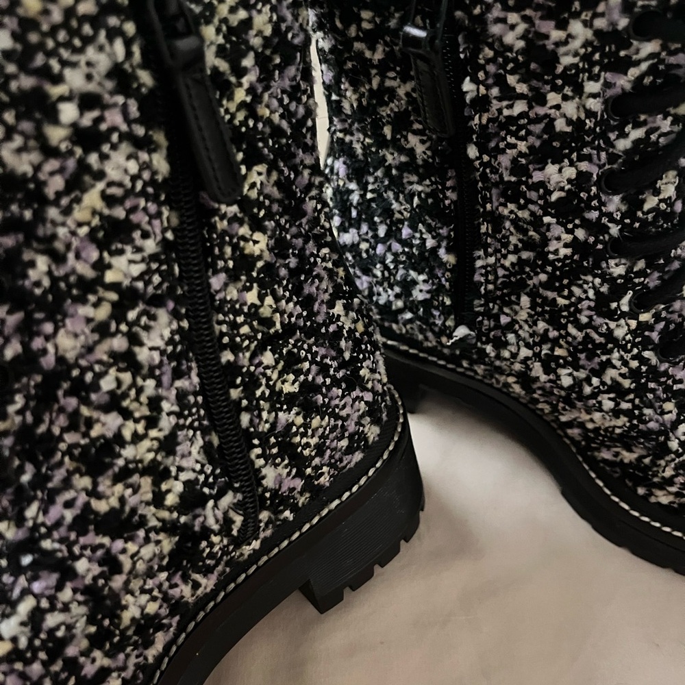 Tory Burch Black and White Tweed Ankle Boots - Picture 8 of 9